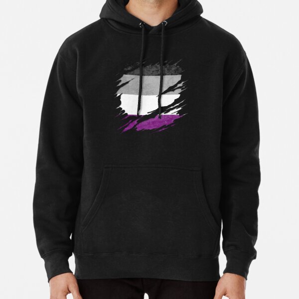 Asexual Pride Flag Ripped Reveal Pullover Hoodie RB1901 product Offical Asexual Flag Merch