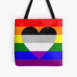 Gay Pride Flag with Asexual Heart All Over Print Tote Bag RB1901 product Offical Asexual Flag Merch