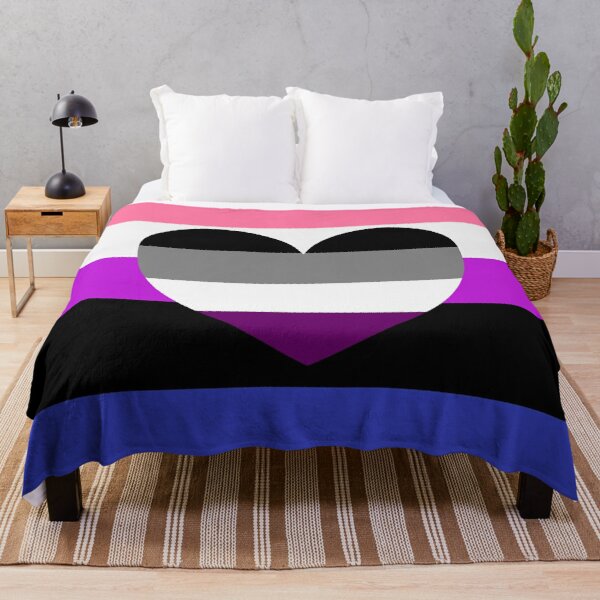 genderfluid flag with asexual heart  Throw Blanket RB1901 product Offical Asexual Flag Merch