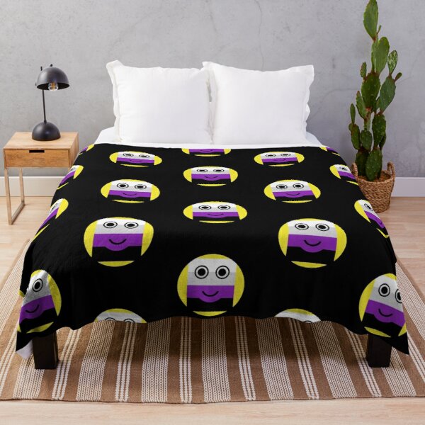 Asexual Smiley Asexual Emoji Asexual Flag Emoji T-Shirt Throw Blanket RB1901 product Offical Asexual Flag Merch