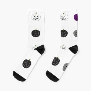 Asexual Pride Flag Halloween Pumpkin design for ace romantic Socks RB1901 product Offical Asexual Flag Merch