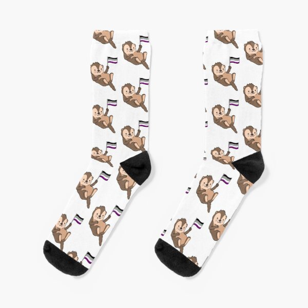 Sea Otter with Asexual Flag For Asexuals Socks RB1901 product Offical Asexual Flag Merch