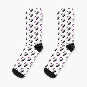 Asexual Pride Flag Heart Design LGBTQ+ LGBTQIA+ (diagonal stripes) Socks RB1901 product Offical Asexual Flag Merch
